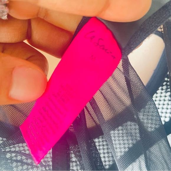 La SENZA Black Cream Lace Babydoll Lingerie in Size Medium - Picture 6 of 10